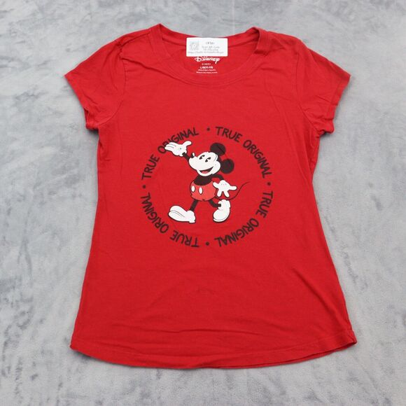 Disney Shirt Kids L 11 to 13 Red Mickey Mouse Print Short Sleeve Graphic Tee - Picture 2 of 10